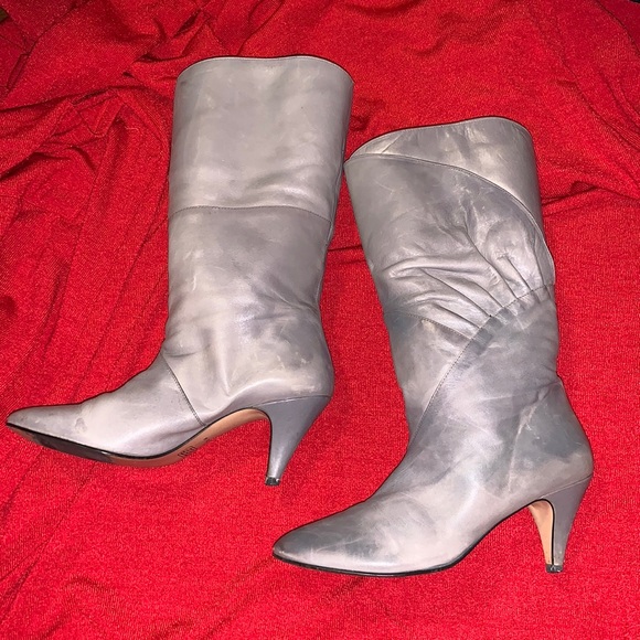 Vintage 80s Leather Heeled Boots - Picture 2 of 6